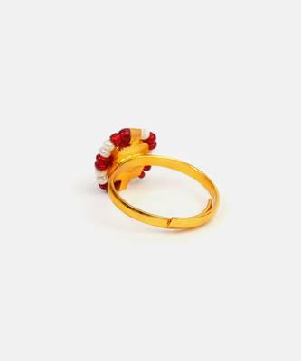 Gold plated kundan ruby red ring 5
