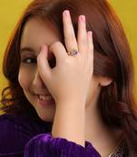 Gold plated blue kundan halo ring