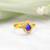 Gold plated blue kundan halo ring