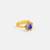 Gold plated blue kundan halo ring