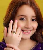 Gold plated pink and emerald green frame ring