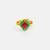 Gold plated pink and emerald green frame ring