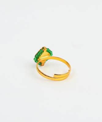 Gold plated pink and emerald green frame ring 5