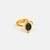 Gold plated emerald green kundan flower ring