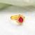 Gold plated ruby red kundan ring