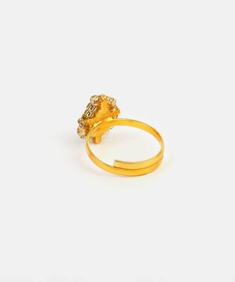 Gold plated ruby red kundan ring 5