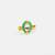 Gold plated pearl emerald green frame ring