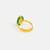 Gold plated pearl emerald green frame ring