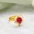 Gold plated ruby red pearl ring