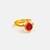 Gold plated ruby red pearl ring