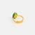 Gold plated kundan emerald green flower ring