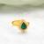 Gold plated emerald green pearl halo ring