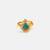 Gold plated emerald green pearl halo ring