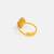 Gold plated emerald green pearl halo ring
