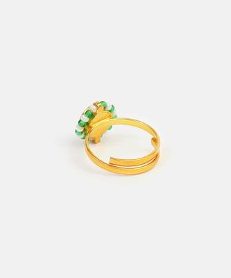 Gold plated pearl kundan flower ring 5