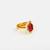 Gold plated ruby red pearl halo ring