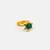 Gold plated emerald green kundan round ring