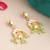 Gold plated pearl kundan mint green earrings