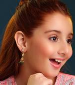 Gold plated kundan emerald green drop earrings