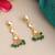 Gold plated kundan emerald green drop earrings