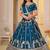 TEAL BLUE CHINON SILK PARTY WEAR EMBROIDERY LEHENGA CHOLI 