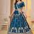 TEAL BLUE CHINON SILK PARTY WEAR EMBROIDERY LEHENGA CHOLI 