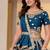 TEAL BLUE CHINON SILK PARTY WEAR EMBROIDERY LEHENGA CHOLI 