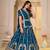 TEAL BLUE CHINON SILK PARTY WEAR EMBROIDERY LEHENGA CHOLI 