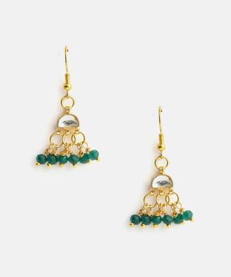Gold plated kundan turquoise drop earrings 4