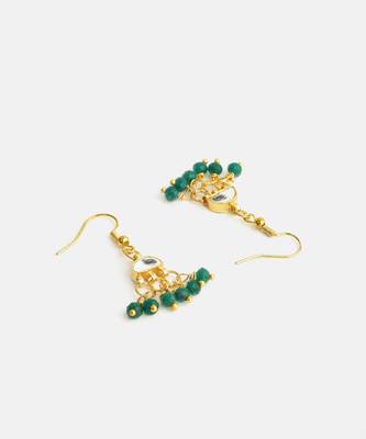 Gold plated kundan turquoise drop earrings 5
