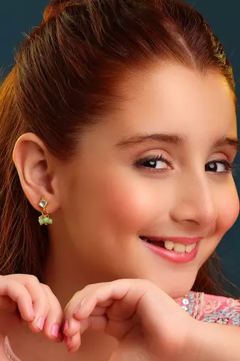 Gold plated kundan mint green stud earrings