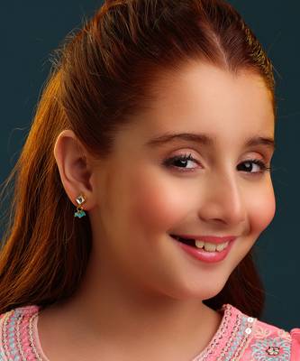 Gold plated kundan turquoise stud earrings 1