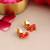 Gold plated kundan coral red stud earrings