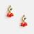 Gold plated kundan coral red stud earrings