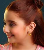 Gold plated kundan amber yellow stud earrings
