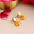 Gold plated kundan amber yellow stud earrings
