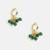Gold plated kundan emerald green stud earrings