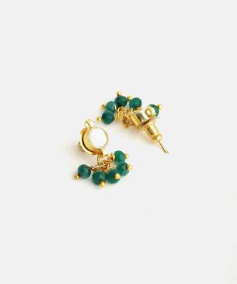 Gold plated kundan emerald green stud earrings 4