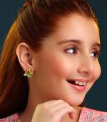 Gold plated kundan mint green cluster earrings