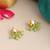 Gold plated kundan mint green cluster earrings