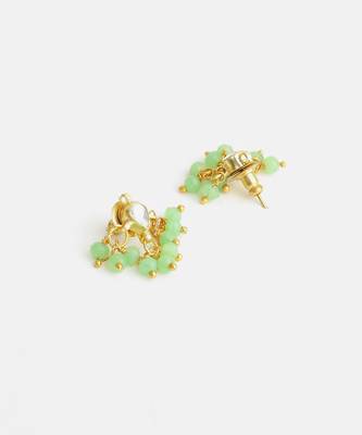 Gold plated kundan mint green cluster earrings 4