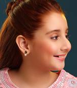 Gold plated emerald green pearl stud earrings