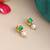 Gold plated emerald green pearl stud earrings