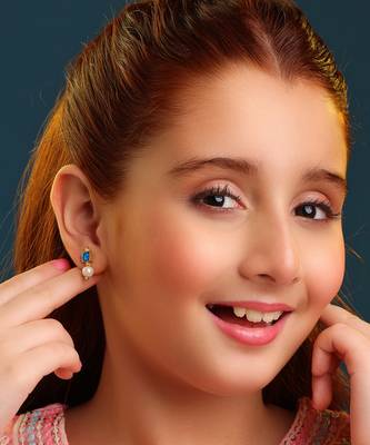 Gold plated blue stone pearl earrings 1