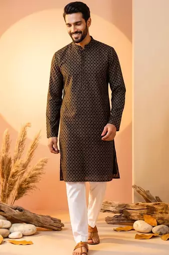 Premium black designer ethnic collection – heavy lachaka kurta pajama sets with luxurious detailing