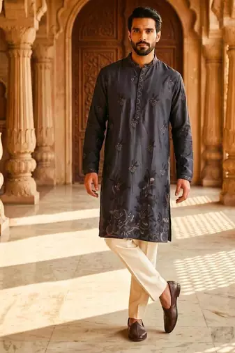 Premium navy blue designer ethnic collection –  silk kurta pajama sets with luxurious detailing