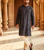 Premium navy blue designer ethnic collection –  silk kurta pajama sets with luxurious detailing