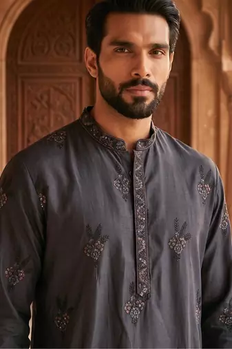 Premium navy blue designer ethnic collection –  silk kurta pajama sets with luxurious detailing