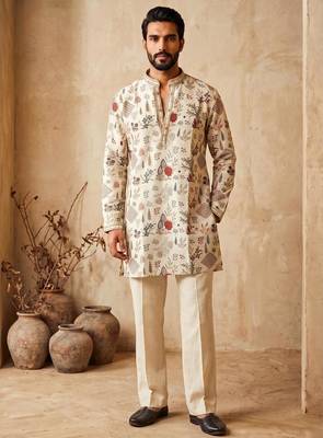 Premium golden designer ethnic collection – silk kurta pajama sets with luxurious detailing 1