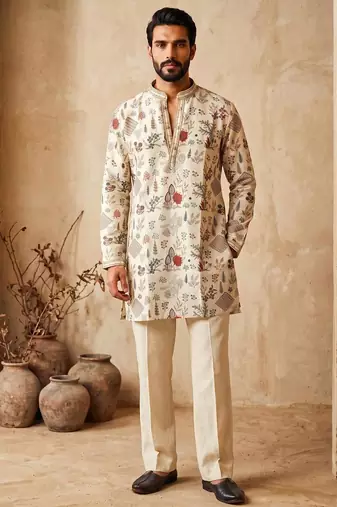 Premium golden designer ethnic collection – silk kurta pajama sets with luxurious detailing